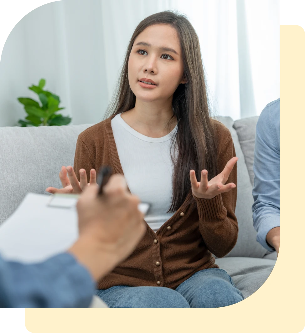 Woman speaking with a therapist